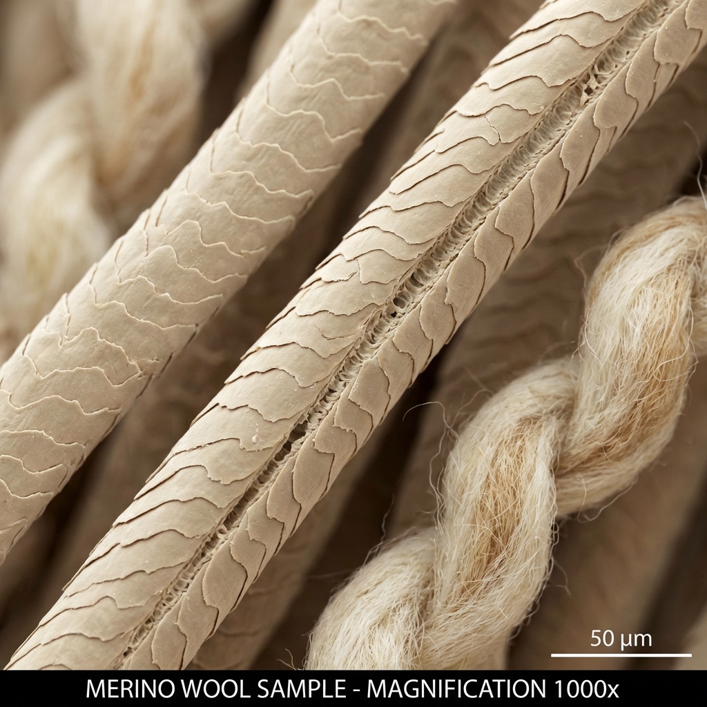 struktury merino vlákna